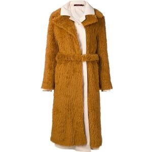Sies Marjan Toffee Virgin Wool Long Coat – Belted – Designer Luxury